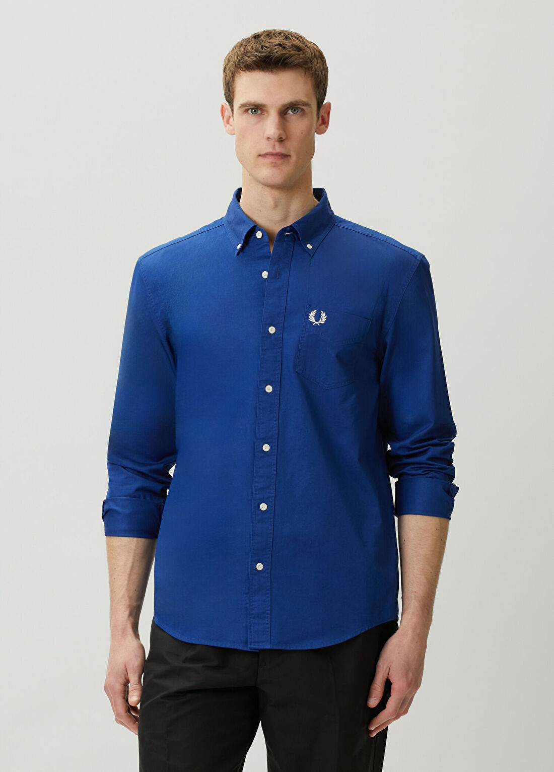 Fred Perry Relaxed Fit Mavi Twill Gömlek