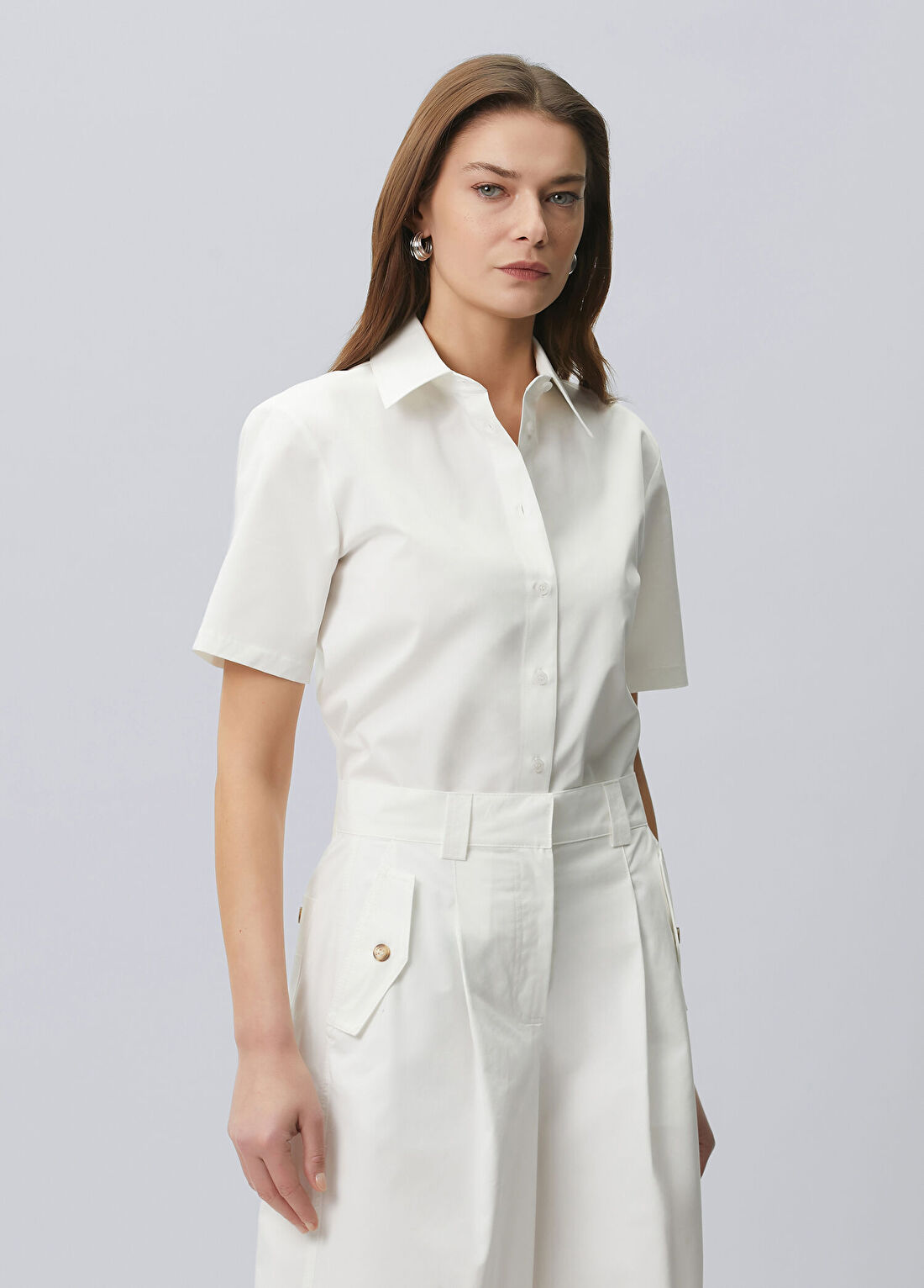 Beymen Collection Beyaz Kısa Kol Koton Gömlek