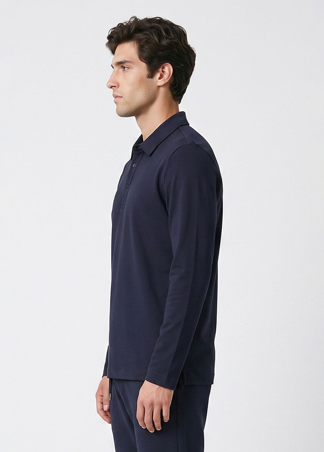 Network Lacivert Polo Yaka Interlok T-shirt görsel 3