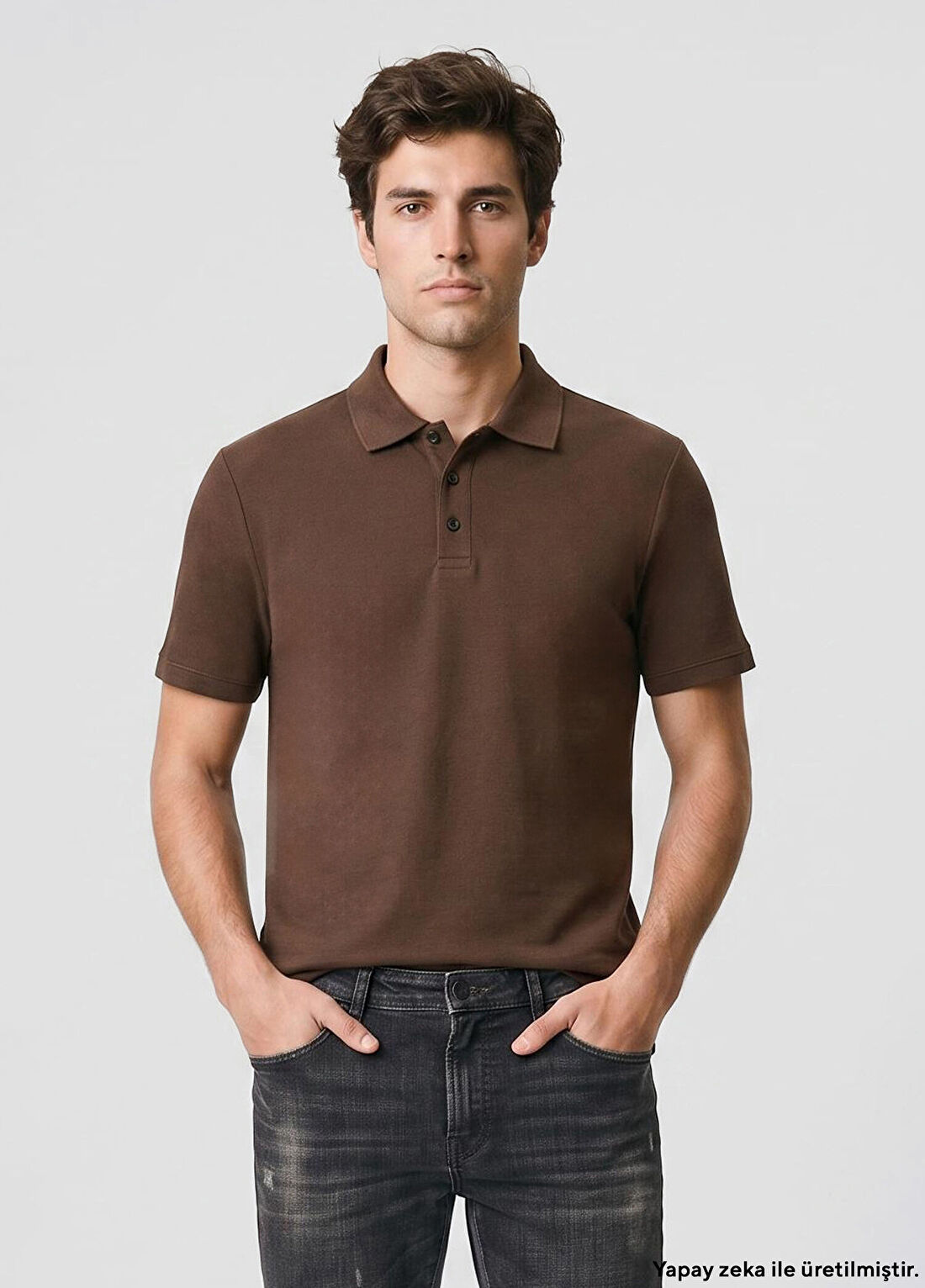 Network Kahverengi Jakarlı Polo Yaka T-shirt