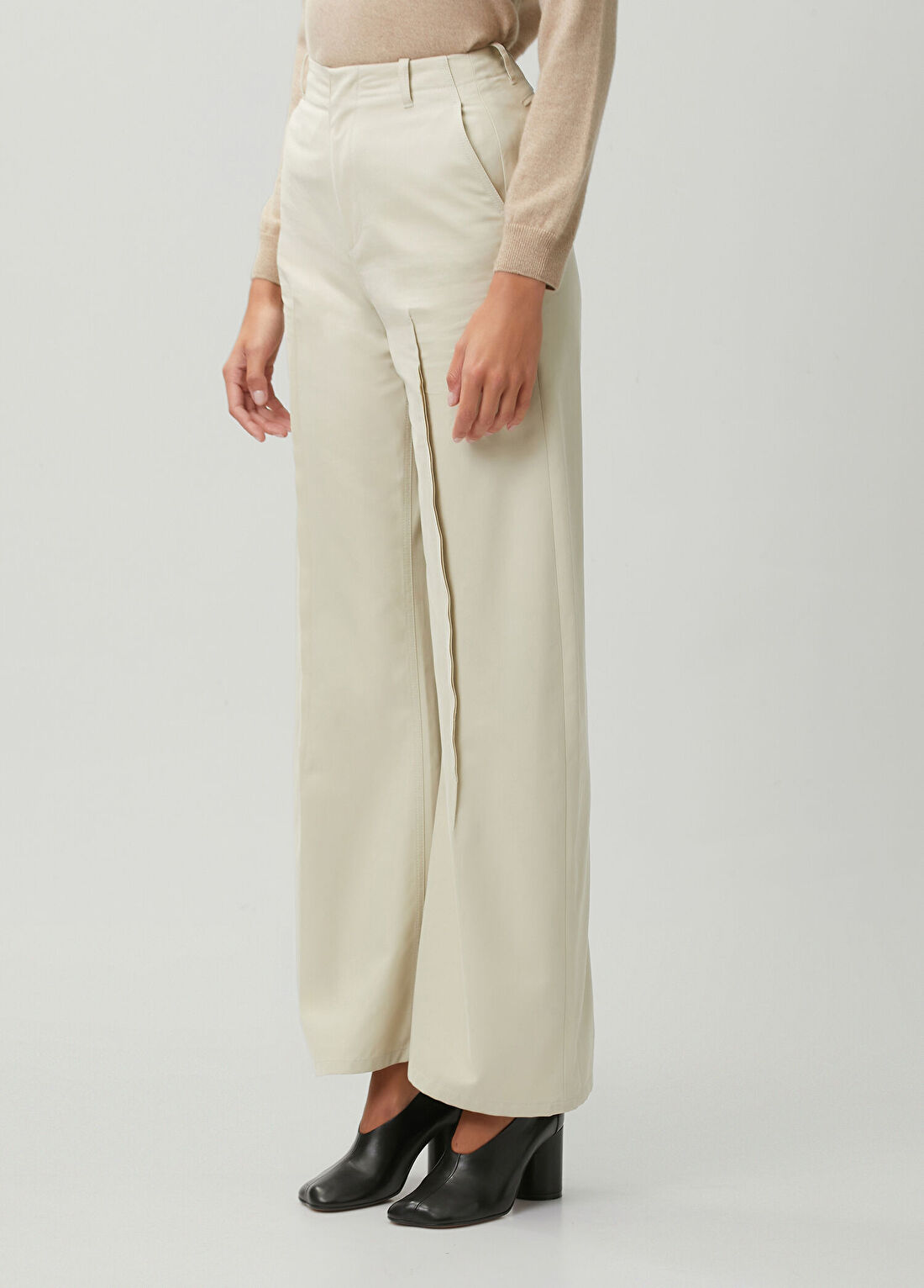 MM6 Maison Margiela Ekru Dikiş Detaylı Pantolon görsel 2