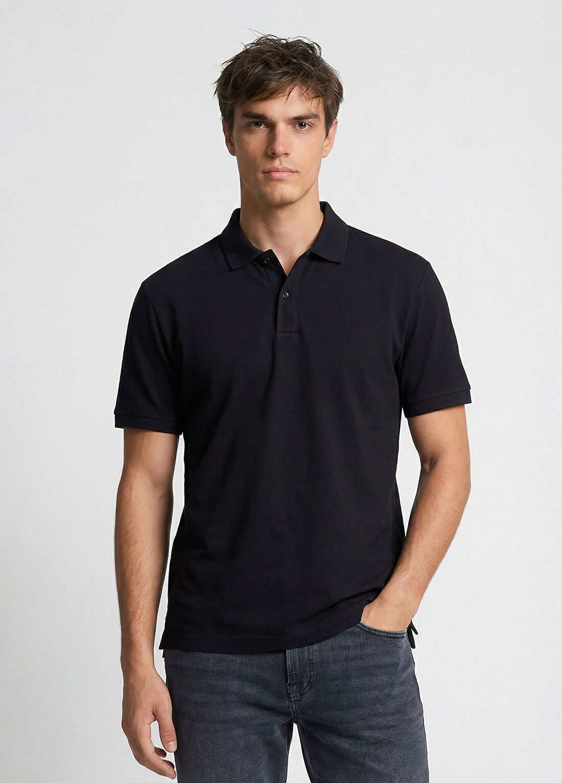 Network Siyah Polo Yaka Pike T-shirt