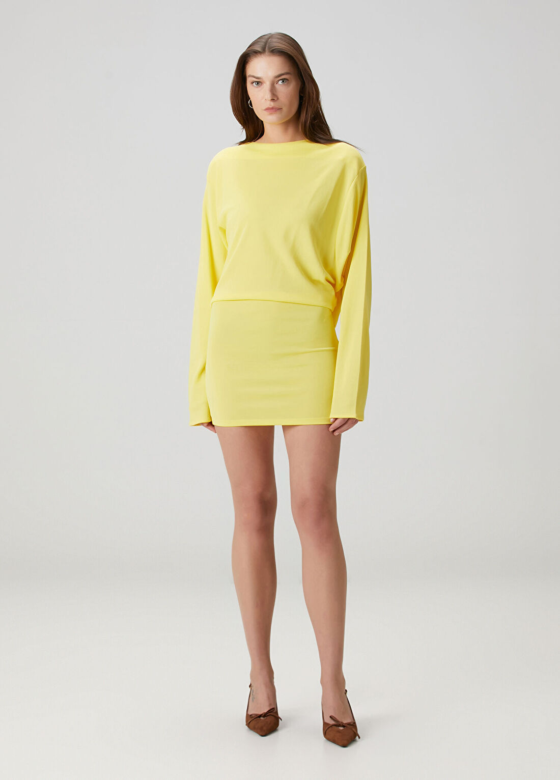 Jacquemus Mistral Sarı Drapeli Mini Elbise görsel 3