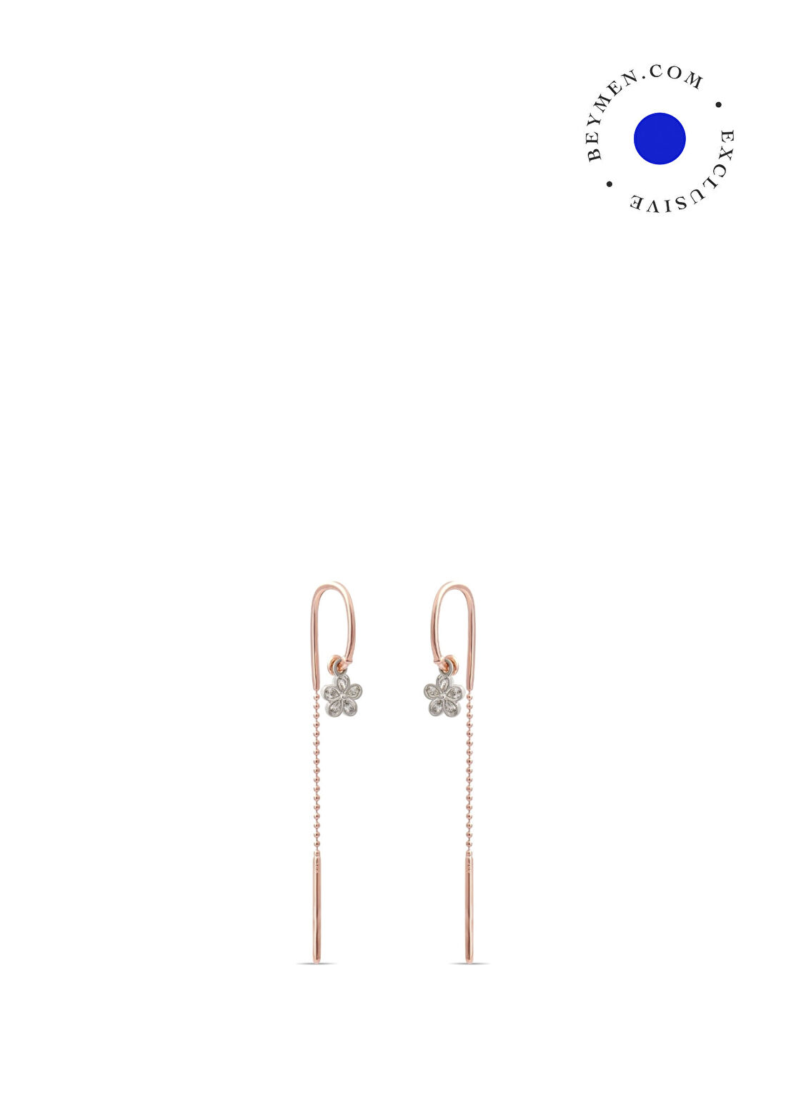 Safir Mücevher Luna Gül Pırlanta Taşlı 14 Ayar Rose Gold Altın Kadın Küpe