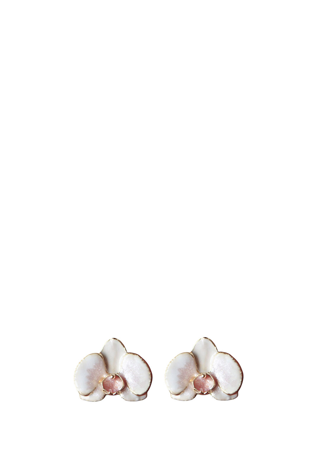 Alegoria Jewellery Orkide Beyaz Mineli 925 Ayar Gümüş Üzeri 24 Ayar Altın Kaplama Kadın Küpe