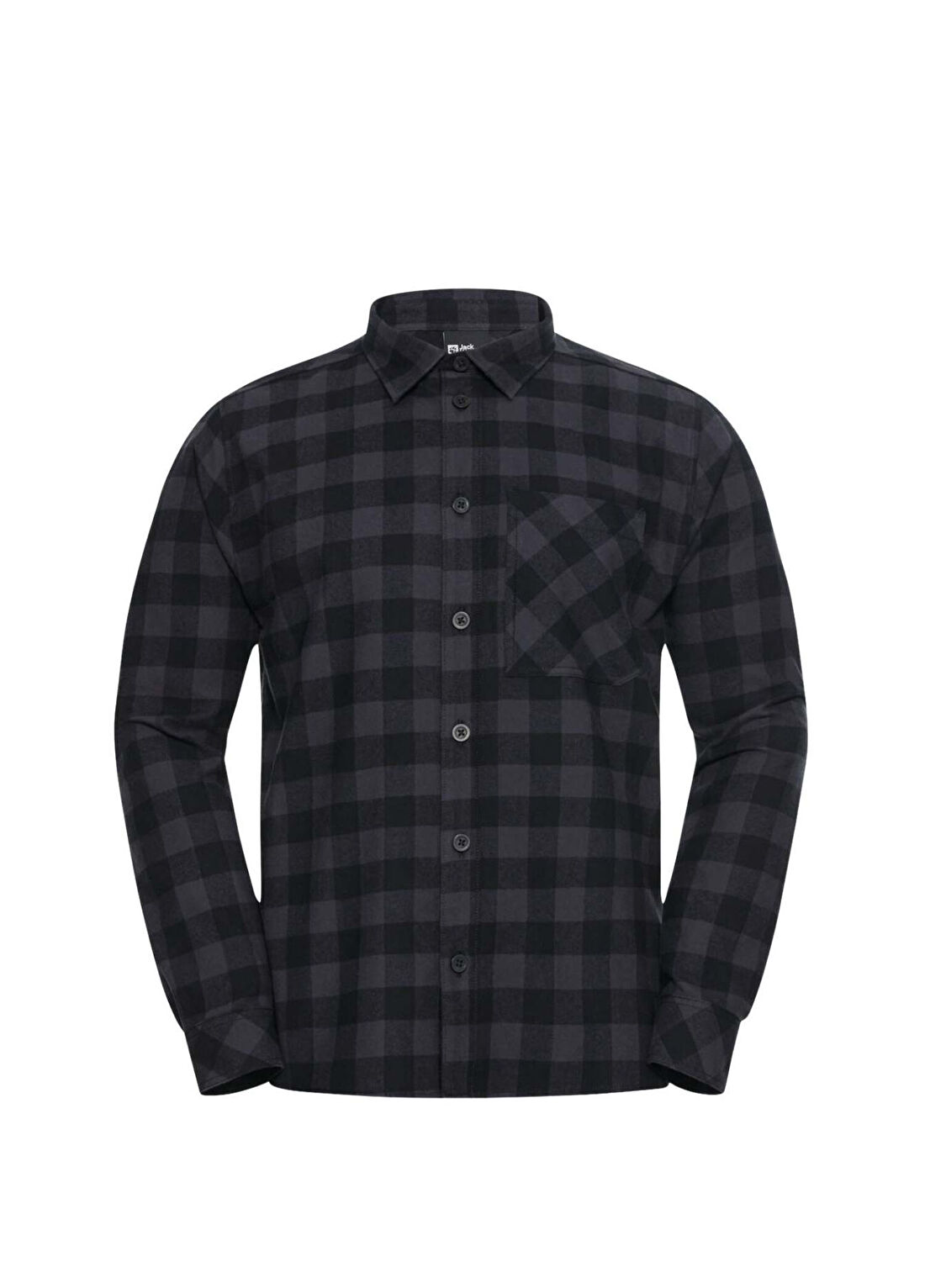 Jack Wolfskin Lite Flannel Gri Kareli Uzun Kollu Erkek Gömlek