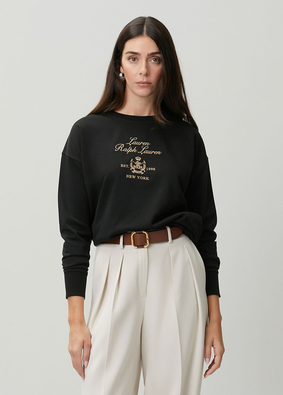 Lauren Ralph Lauren Siyah Logo Nakışlı Sweatshirt