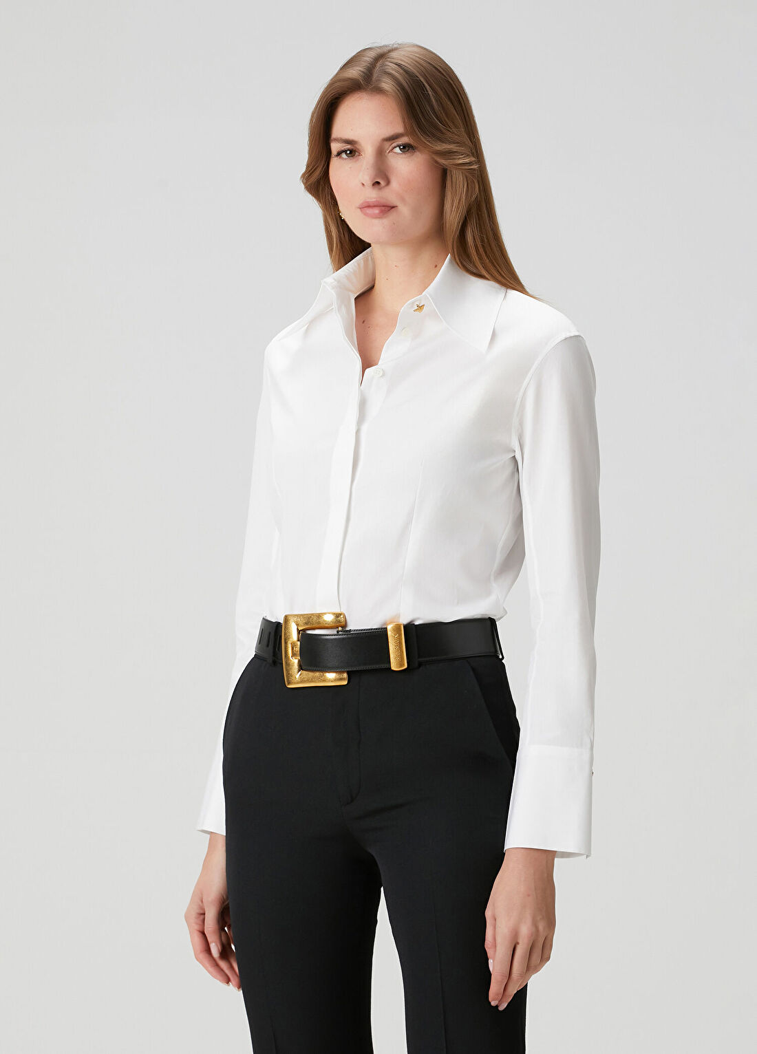Balmain Fitted Beyaz Poplin Gömlek