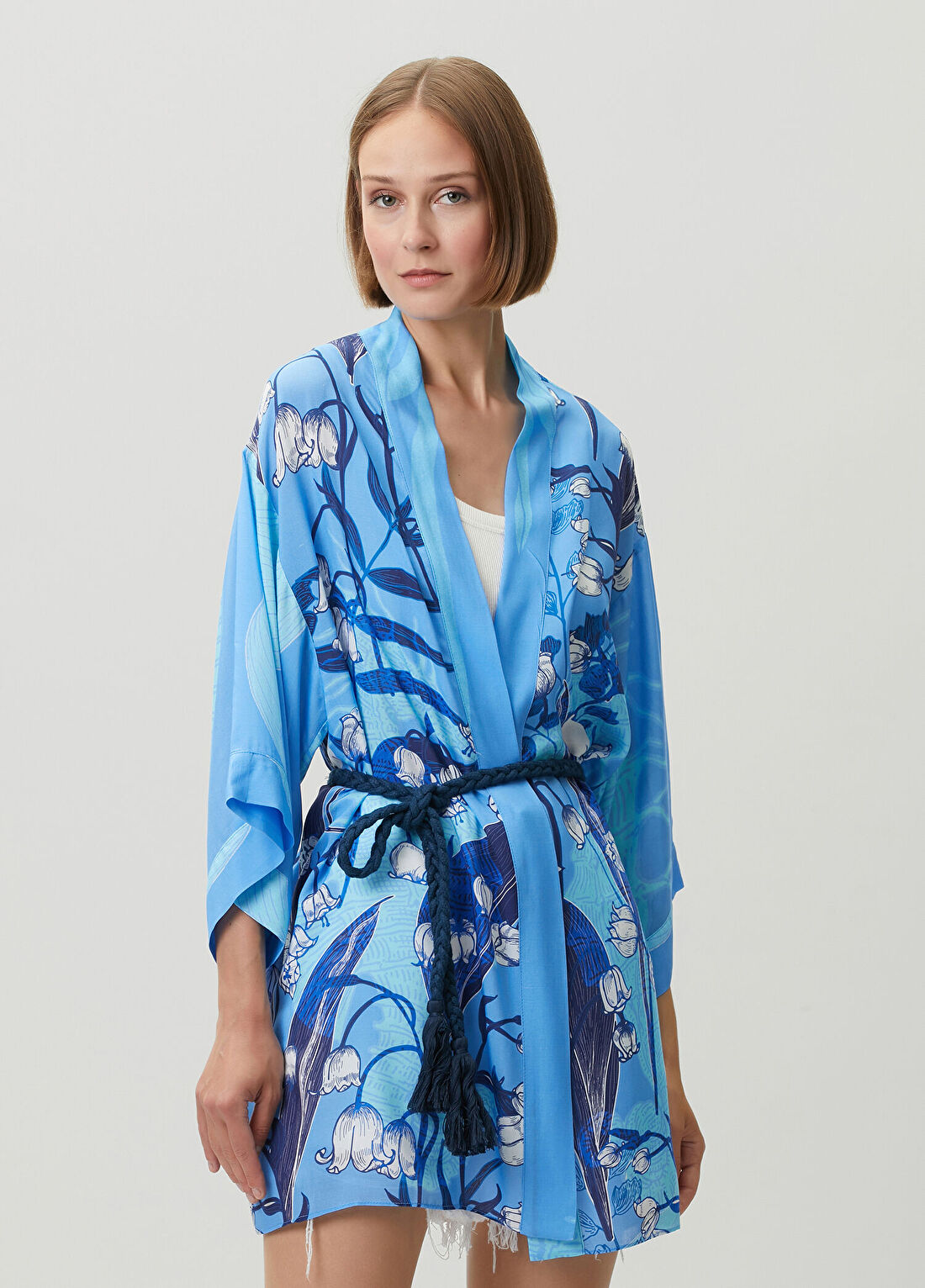 Jaquette Eva Mavi Desenli Kimono görsel 3