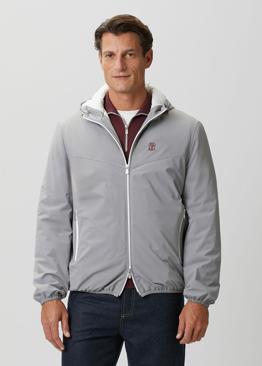 Brunello Cucinelli Gri Kapüşonlu Mont