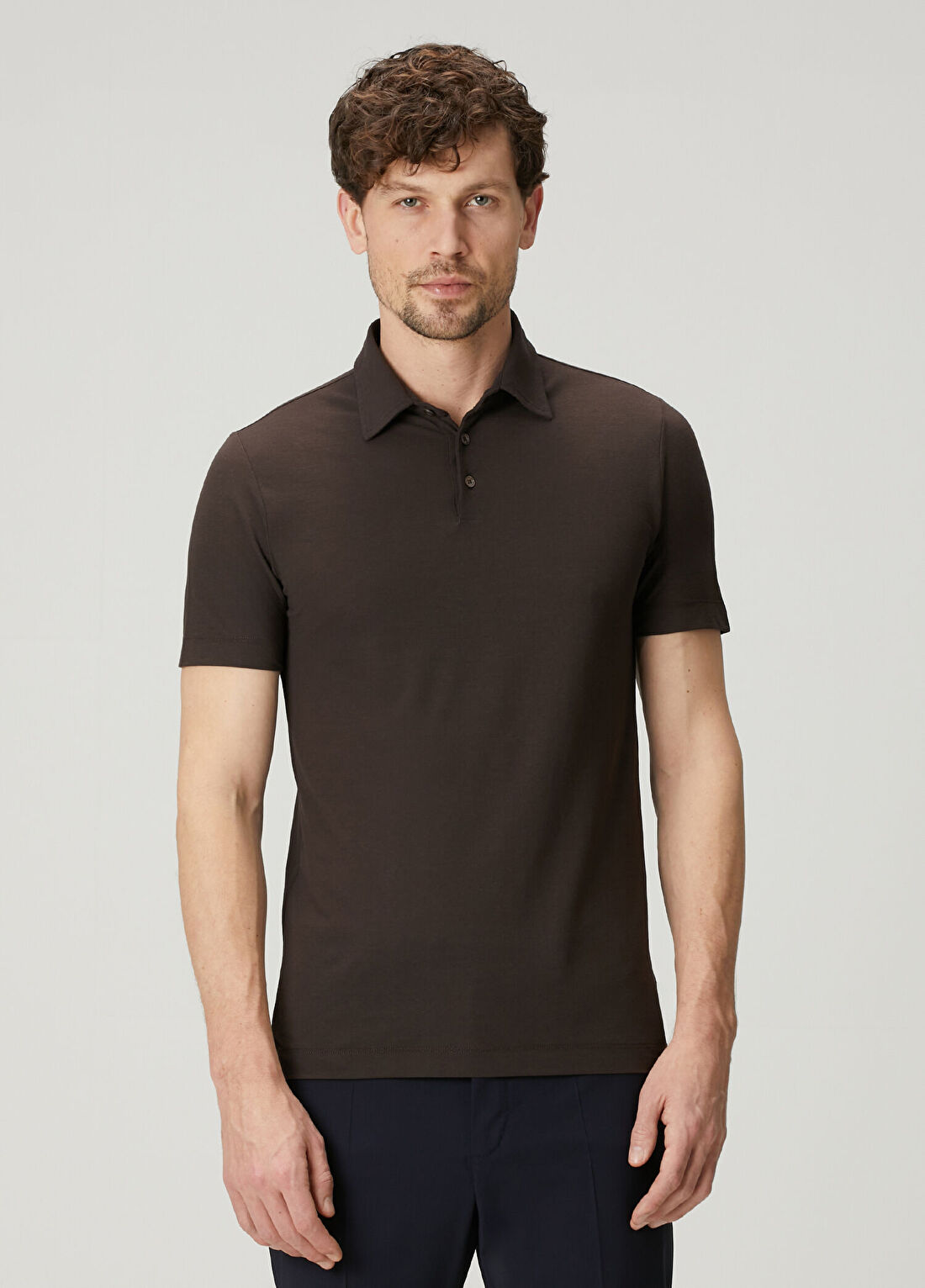Slowear Kahverengi Polo Yaka T-shirt