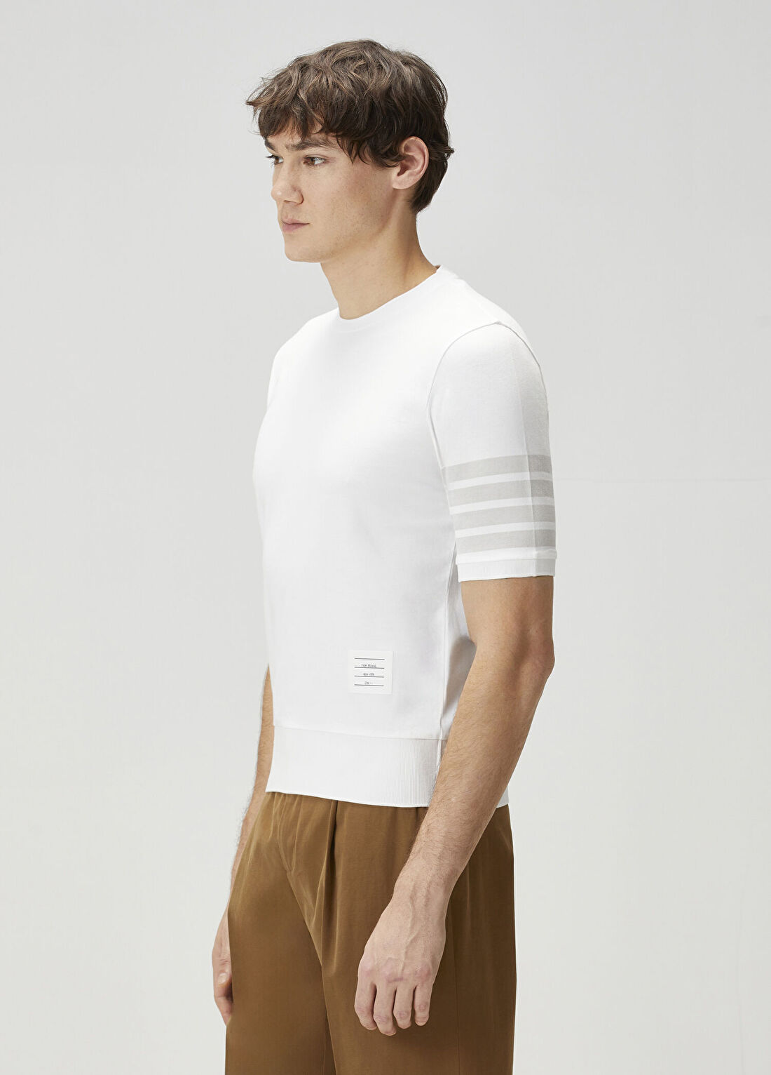 Thom Browne Beyaz Şerit Detaylı T-shirt görsel 3