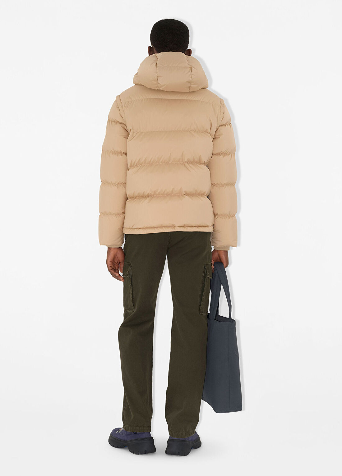 Burberry Bideford Bej Kapüşonlu Erkek Mont görsel 4