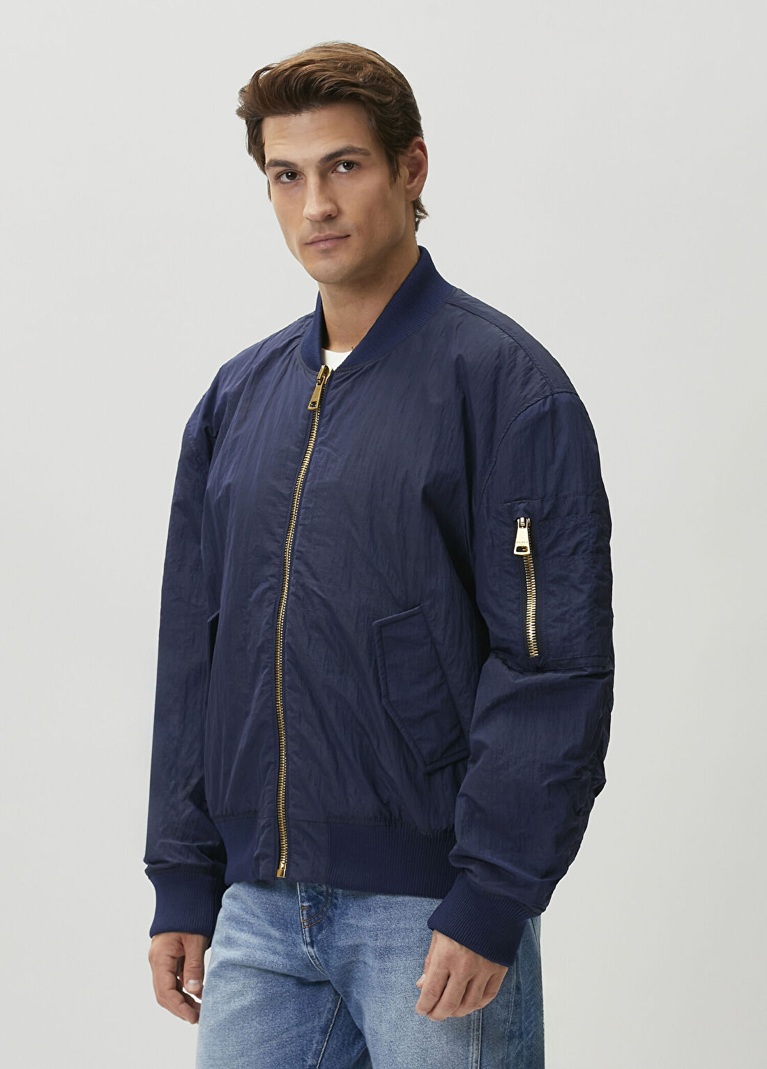 Balmain Lacivert Logo Nakışlı Bomber Mont görsel 3