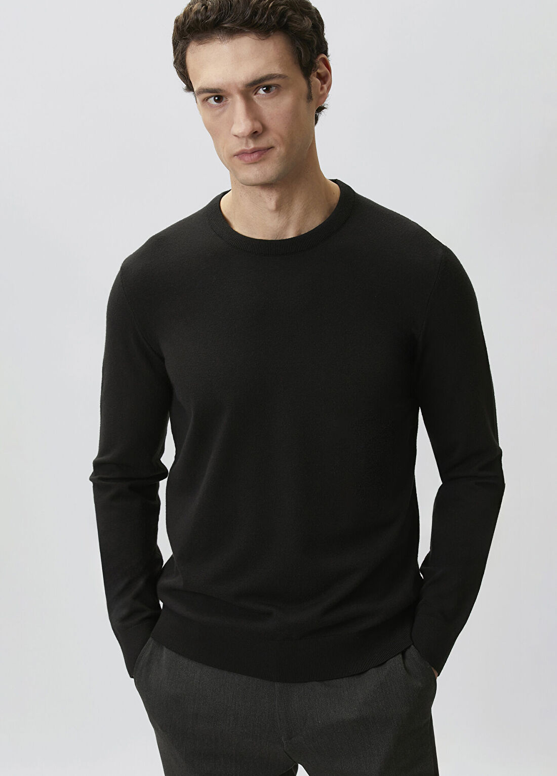 Network Siyah Basic Triko Kazak görsel 2