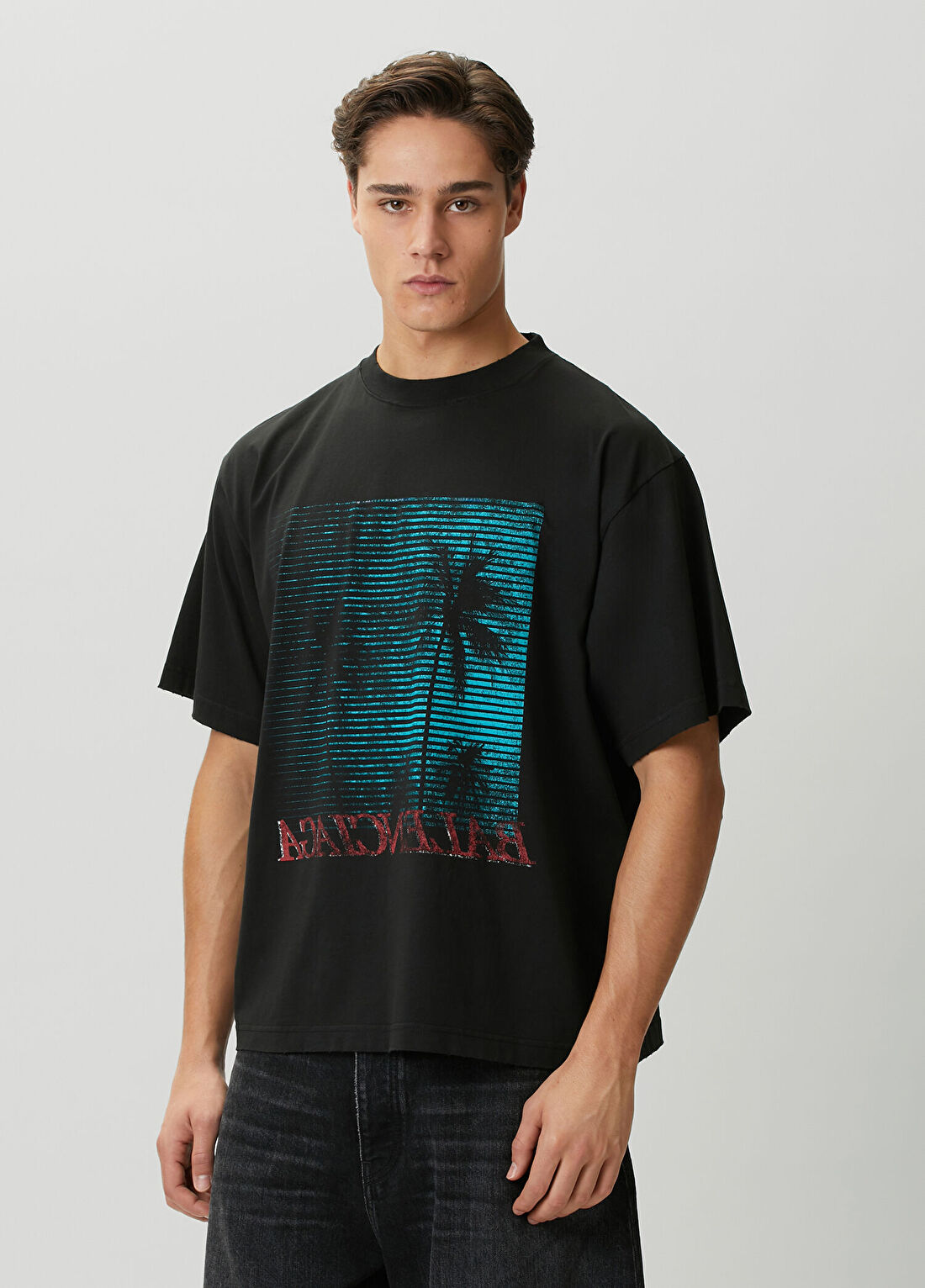 Balenciaga Siyah Oversized T-shirt görsel 3