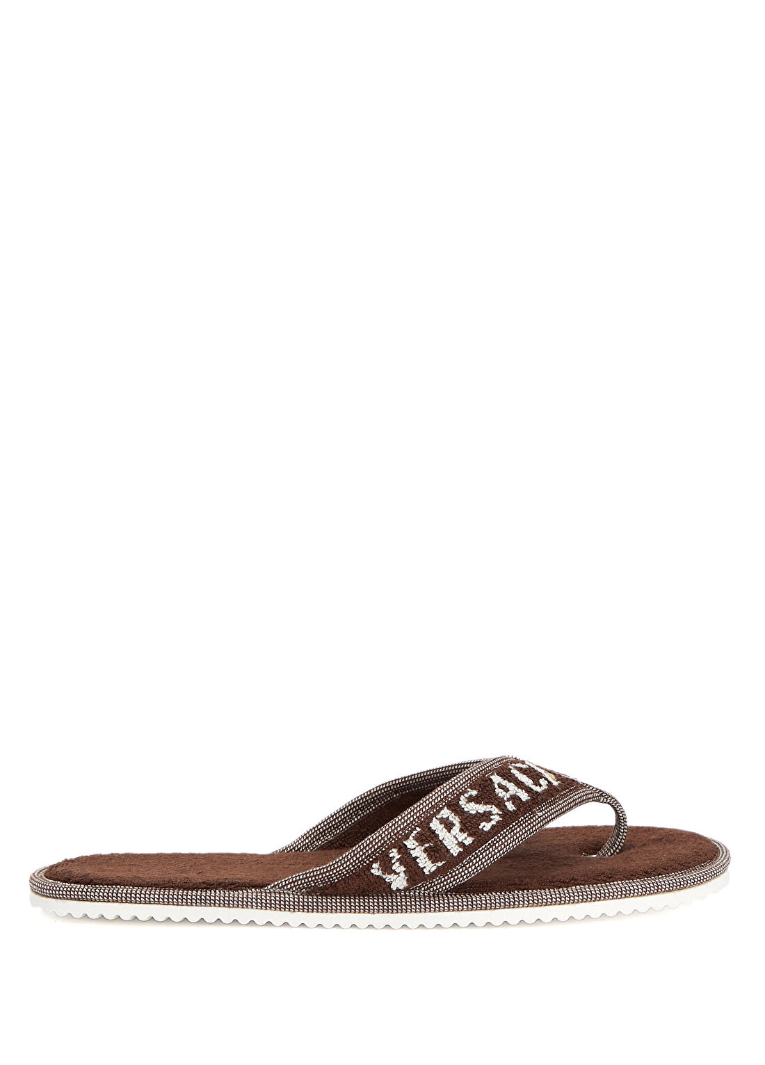 Versace Kahve Beyaz Havlu Dokulu Unisex Plaj Terliği