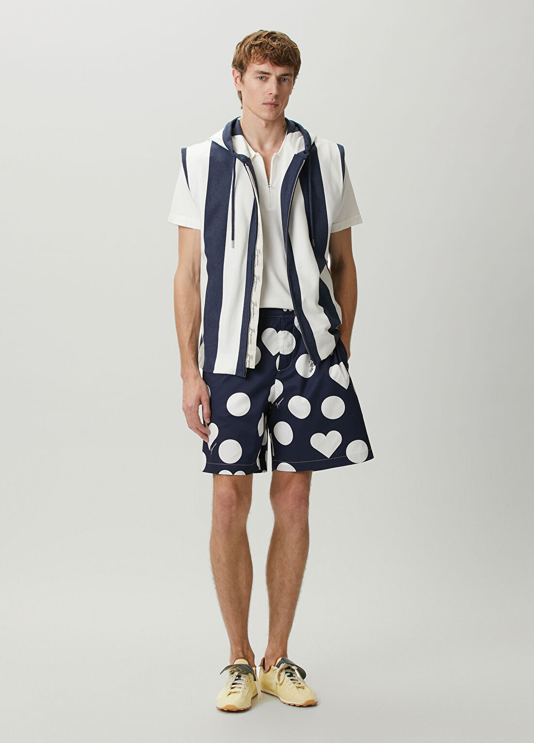 Jacquemus Lacivert Puantiye Desenli Bermuda