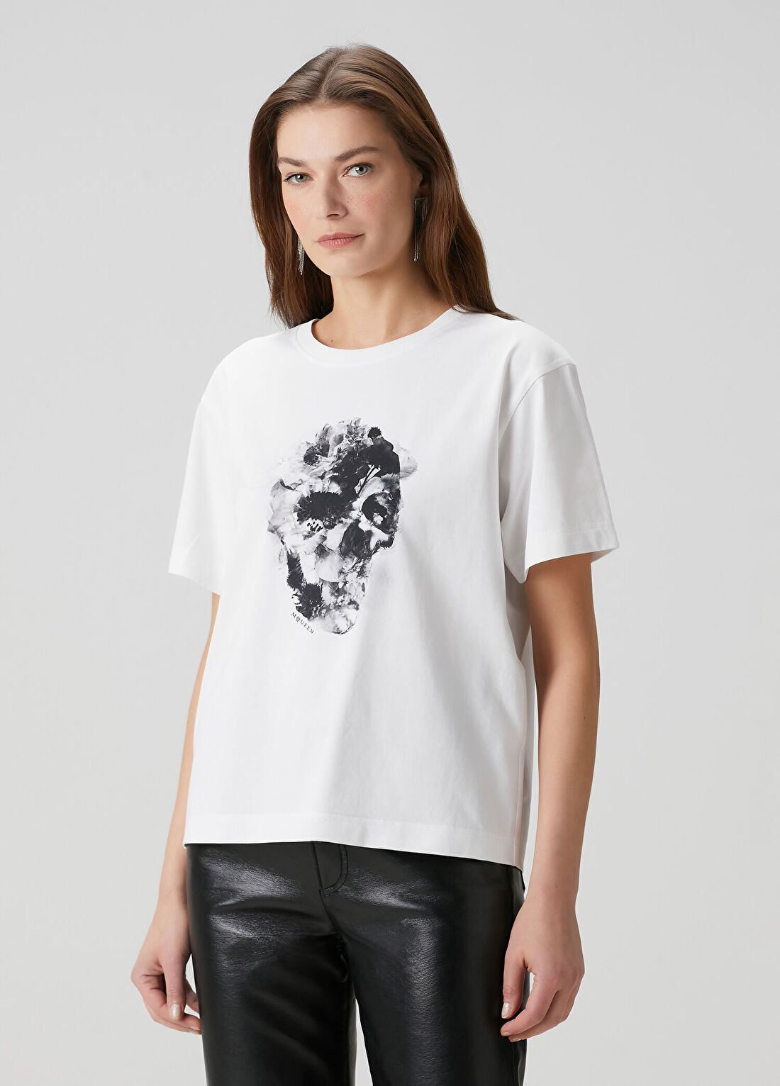 McQueen Beyaz Baskılı T-shirt