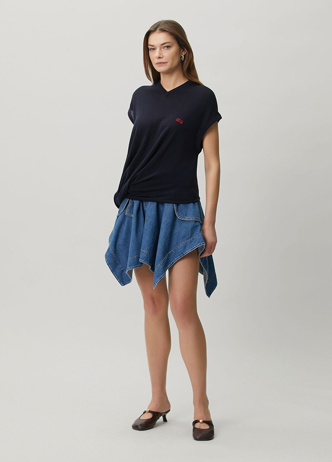 Loewe Mavi Kargo Detaylı Mini Denim Etek