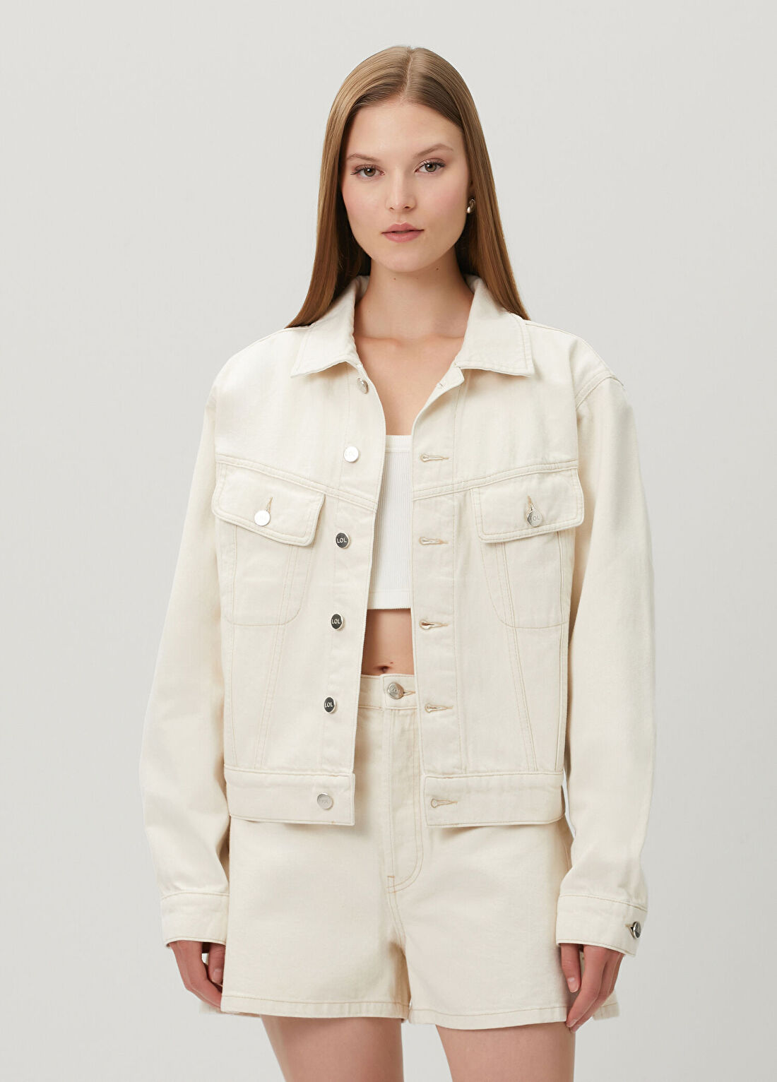 Lol Toria Bej Denim Ceket