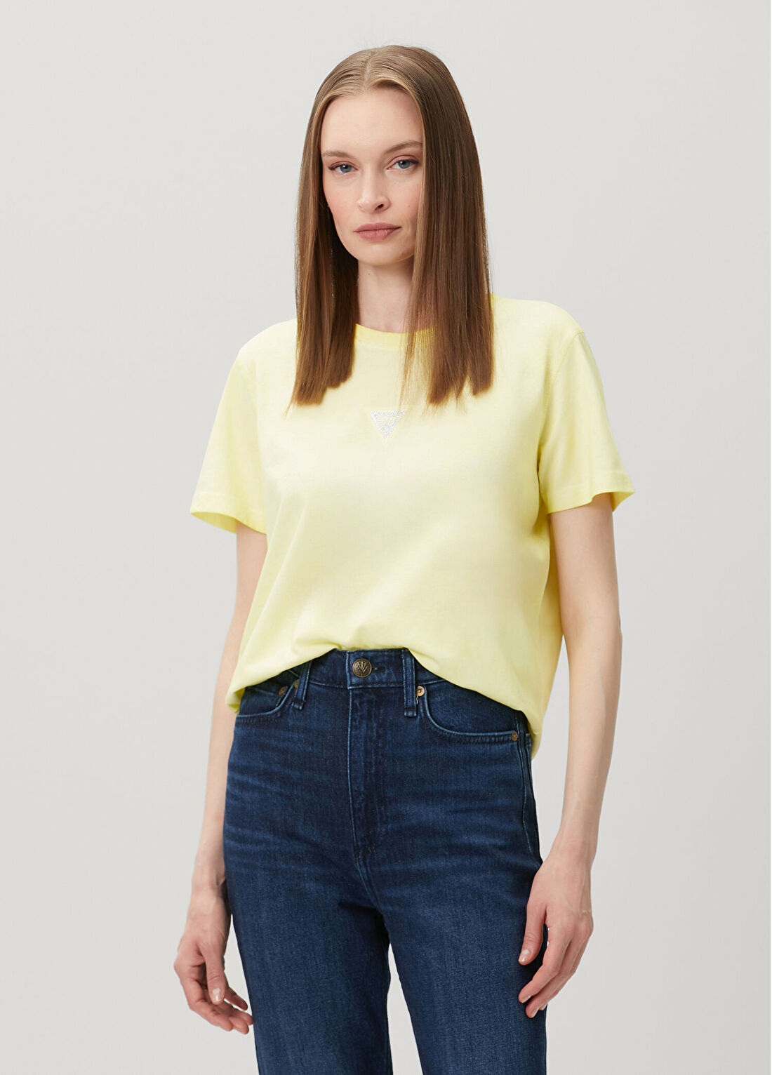 Guess Jersey Oversize Fit Sarı T-shirt görsel 3