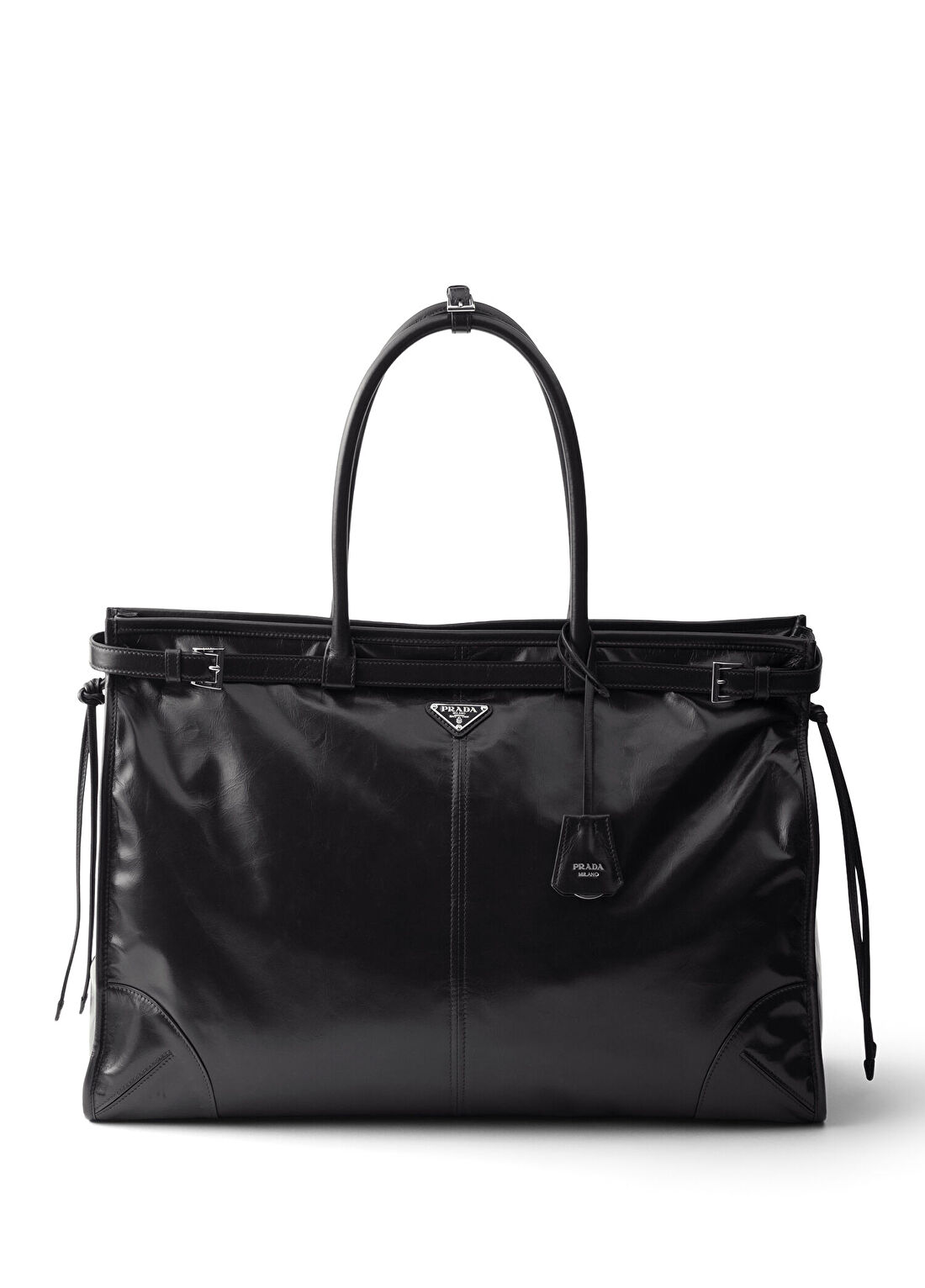 Prada Bonnie Siyah Deri Erkek Tote Omuz Çantası
