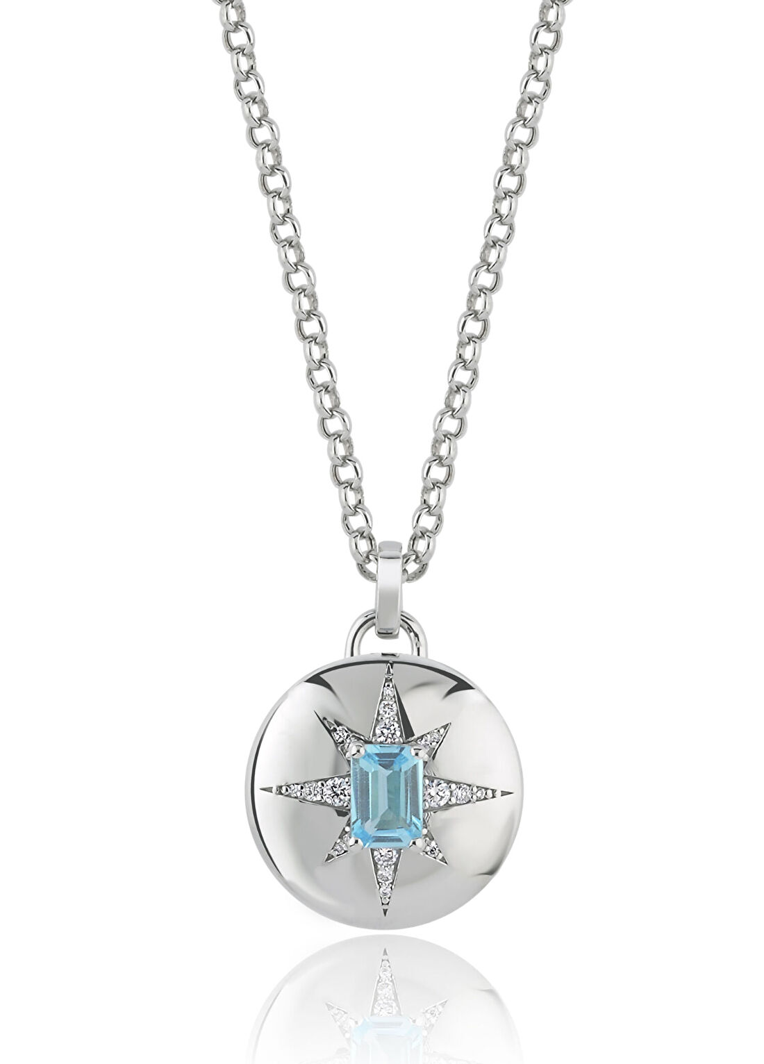 Melie Jewelry Diamond Blue Topaz Pırlanta Taşlı 14 Ayar Altın Kadın Kolye