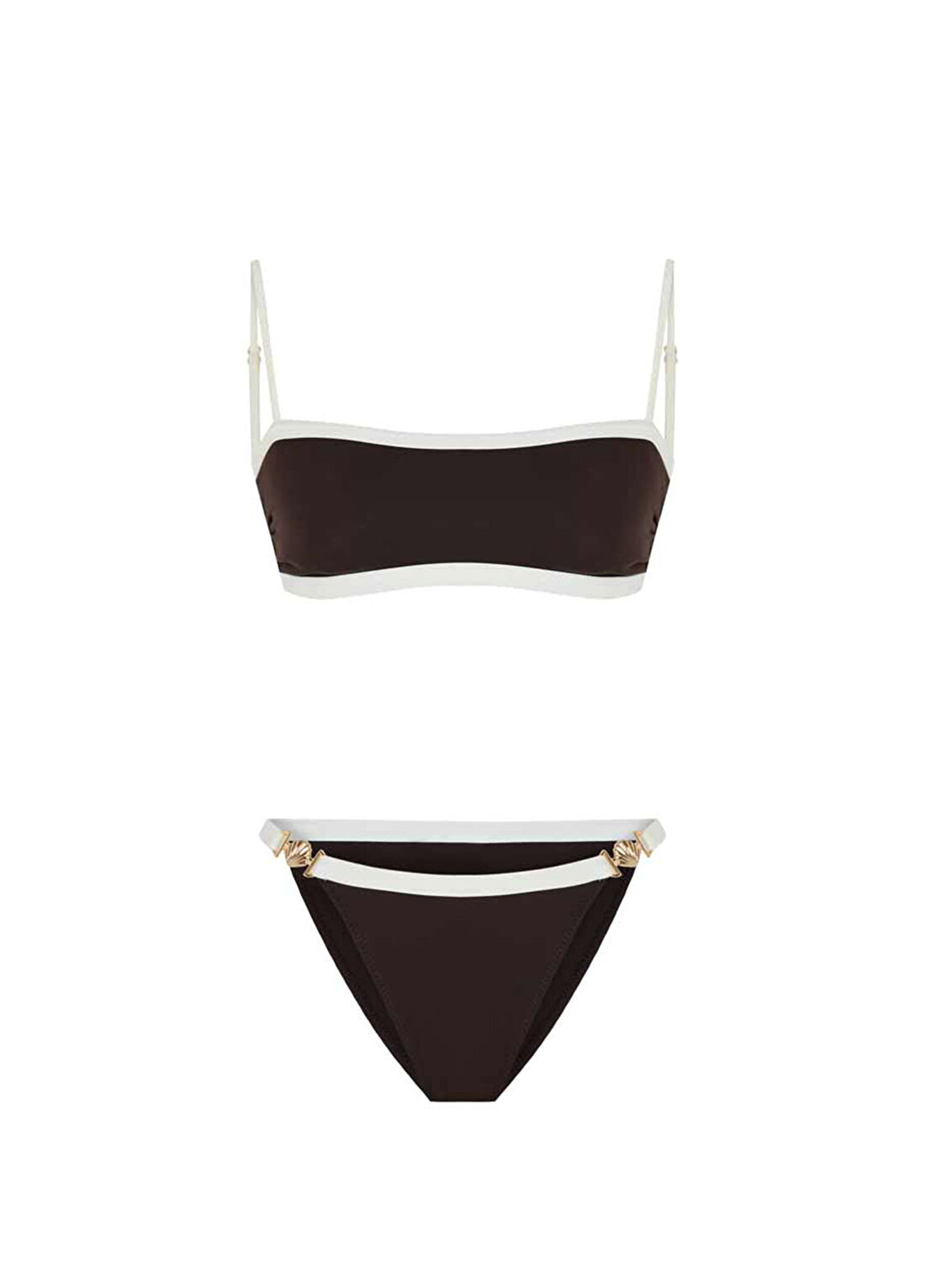 Bia Swimwear Luna Brunette Bia Logolu Çift Renk Straplez Kadın Bikini Takımı
