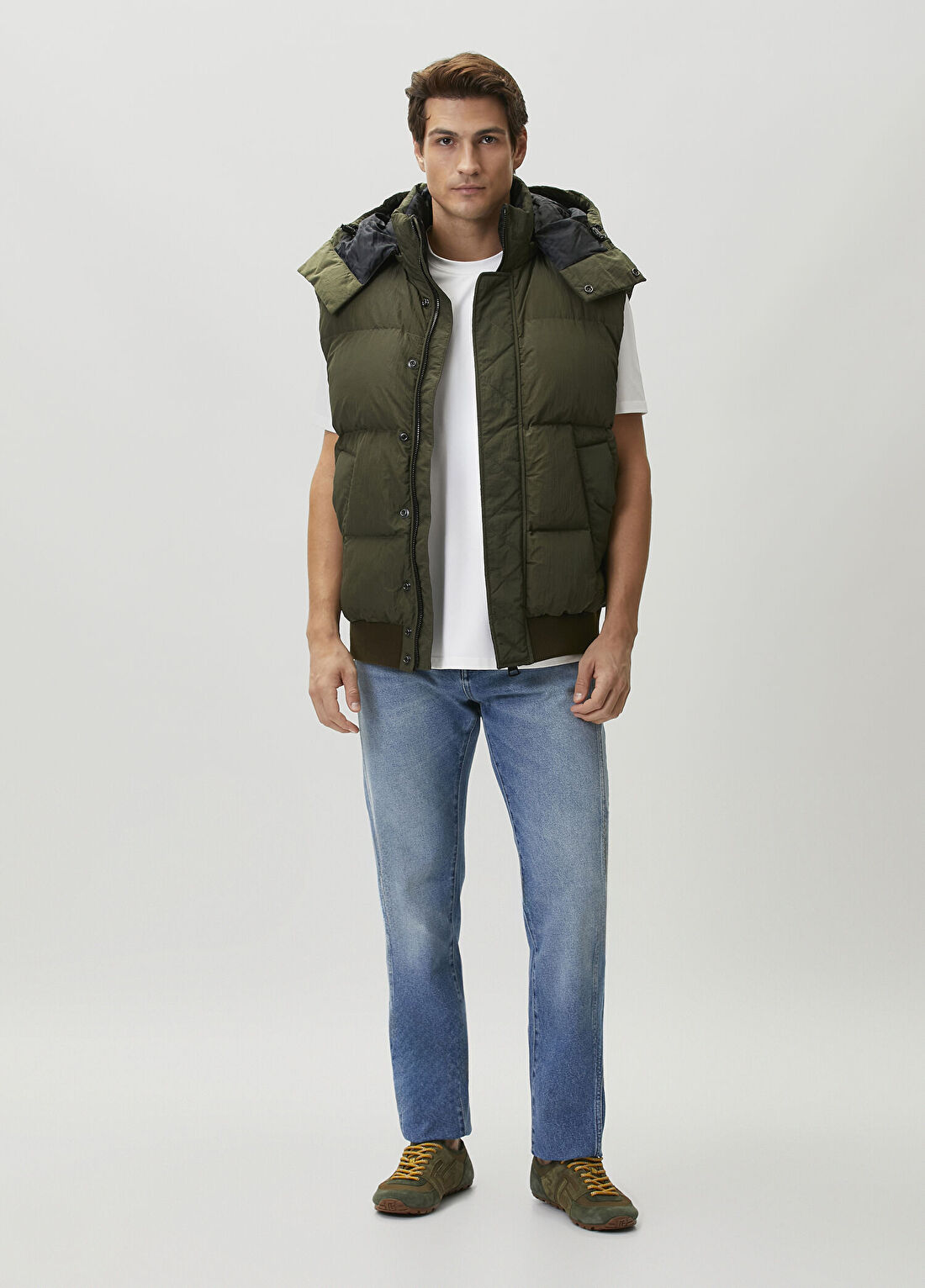 Balmain Haki Kapüşonlu Puff Yelek görsel 2