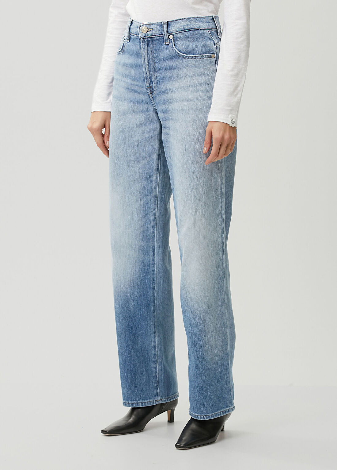 7 For All Mankind Mavi Straight Leg Jean Pantolon görsel 3