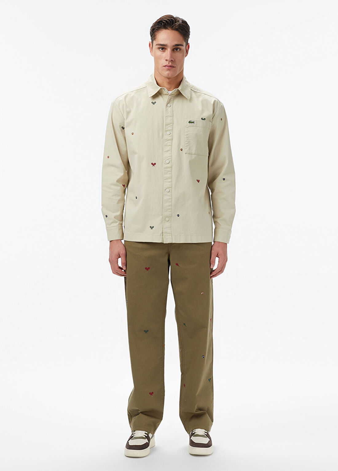 Lacoste Haki Desenli Relaxed Fit Erkek Pantolon