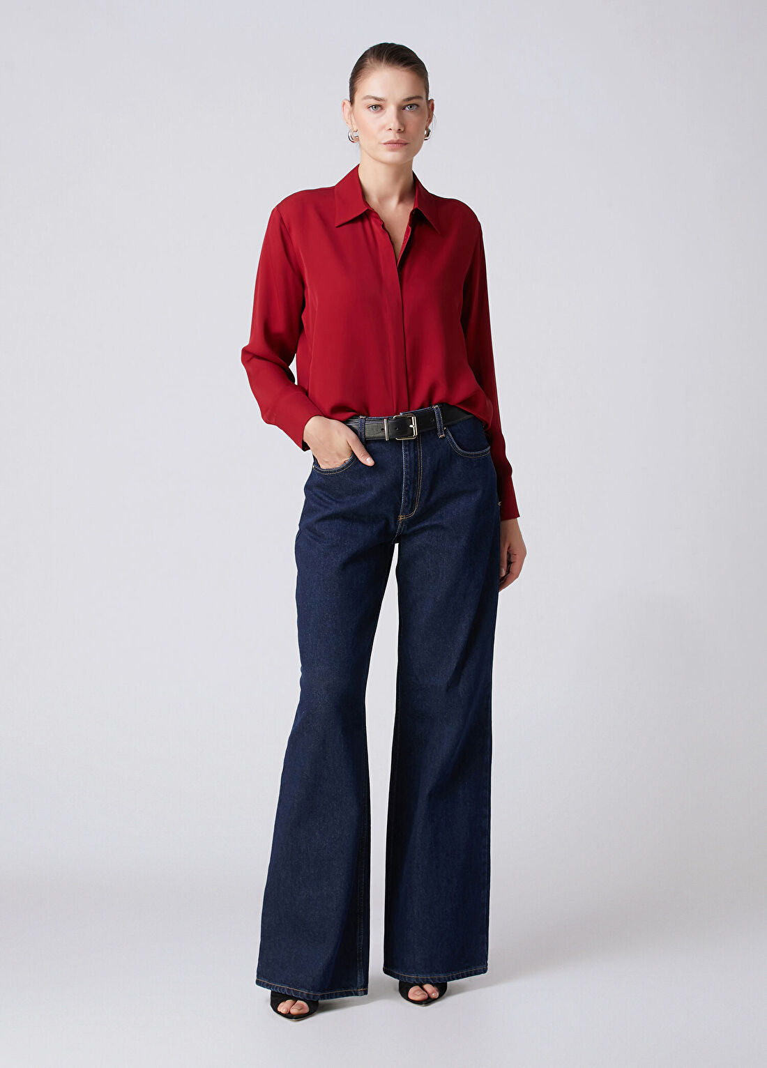Beymen Collection Vişne İpek Gömlek görsel 3
