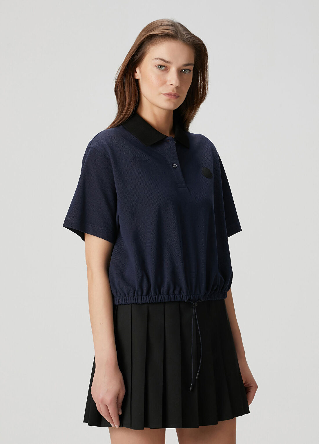 Moncler Koyu Mavi Polo T-shirt görsel 3