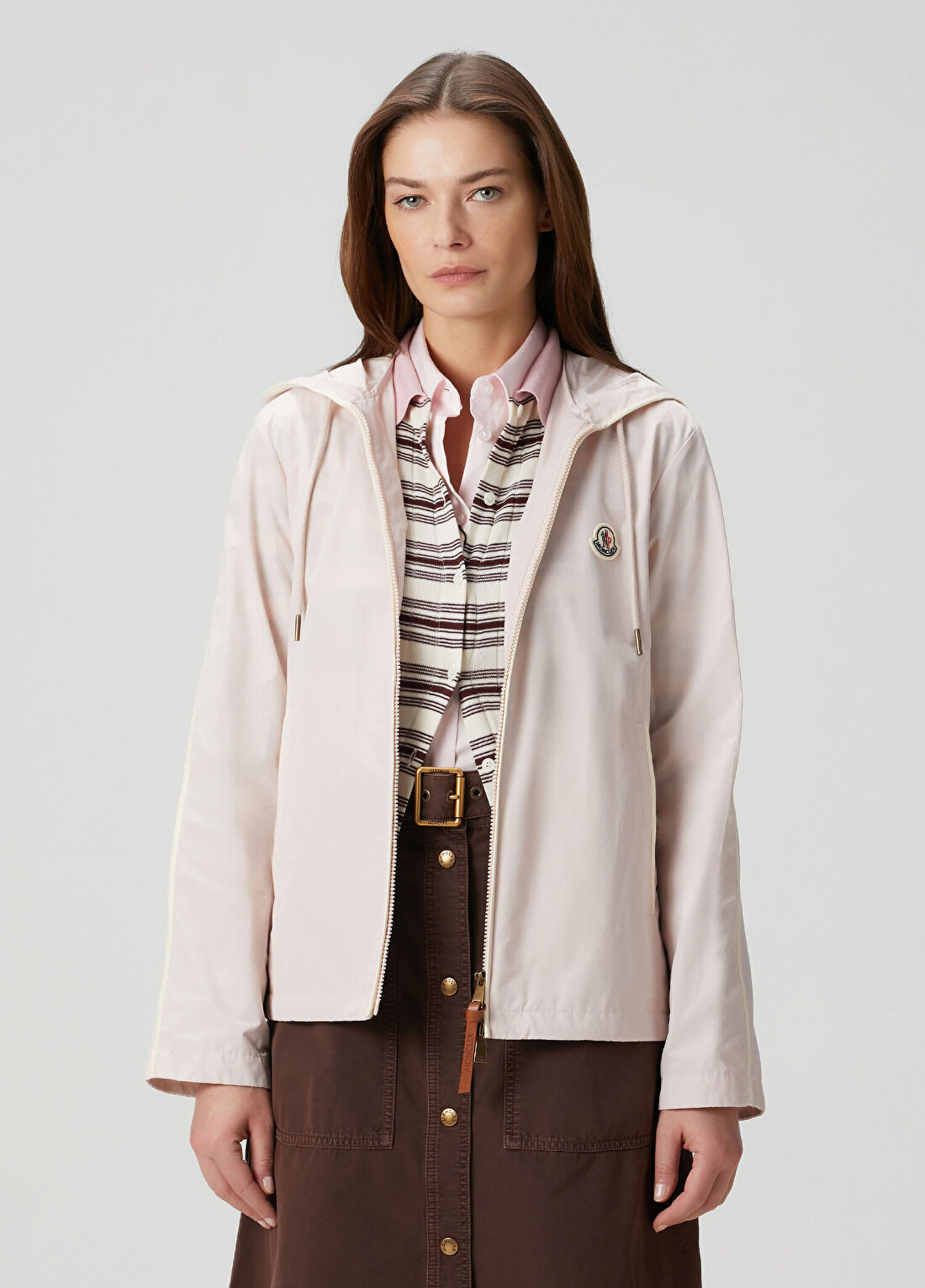 Moncler Sarracenia Açık Pembe Kapüşonlu Yağmurluk
