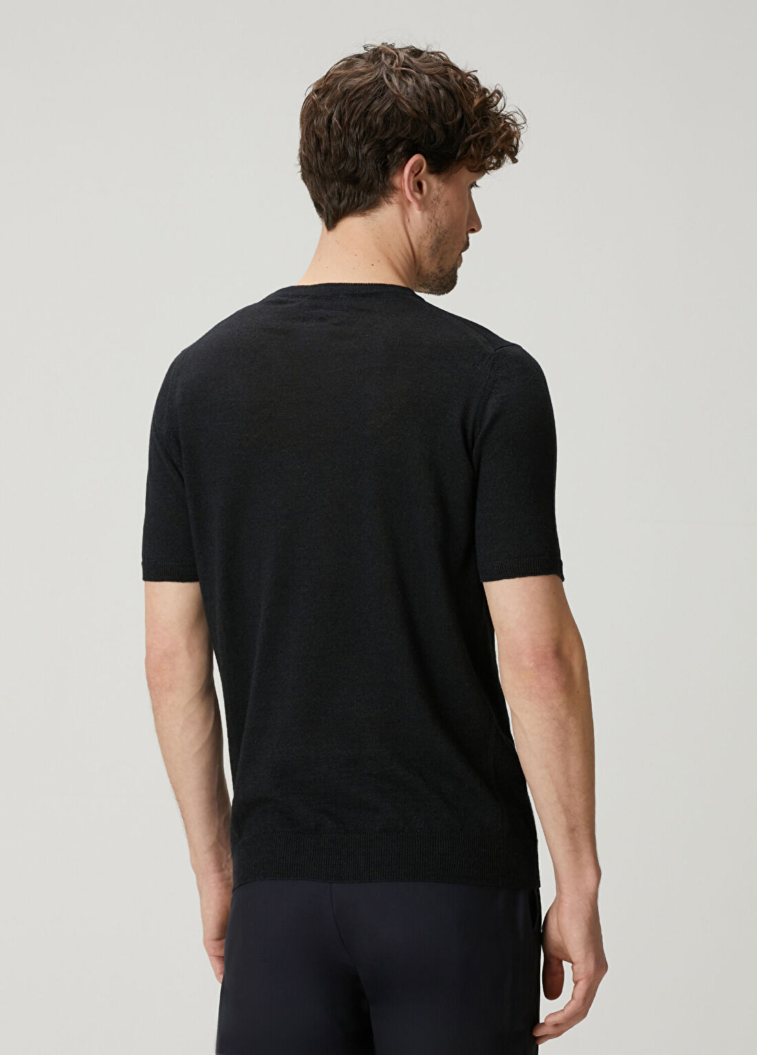 Lardini Siyah Keten T-shirt görsel 4