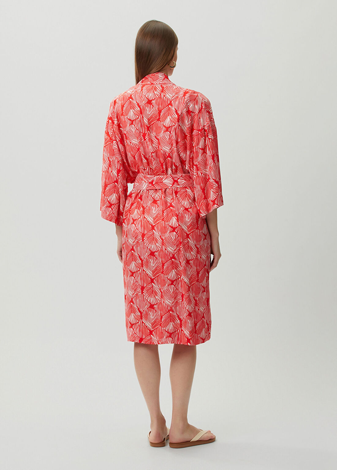 Dual Kırmızı Desenli Kimono görsel 4