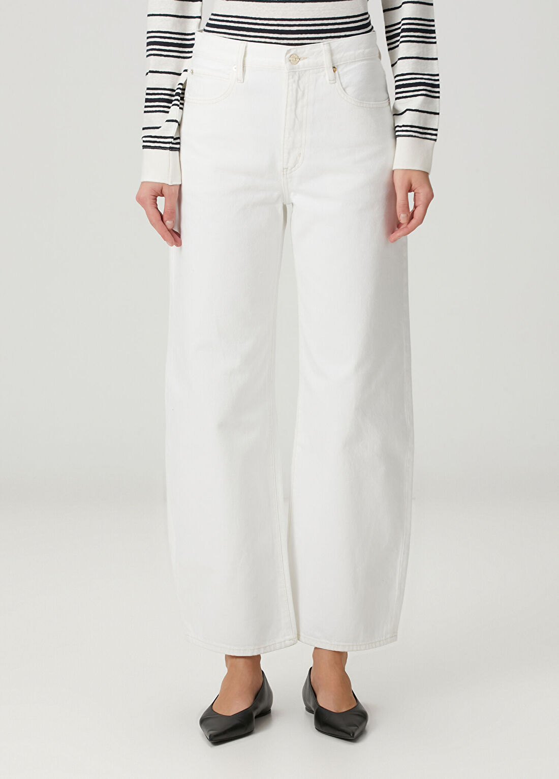 Frame Denim The Bow Beyaz Jean Pantolon görsel 2