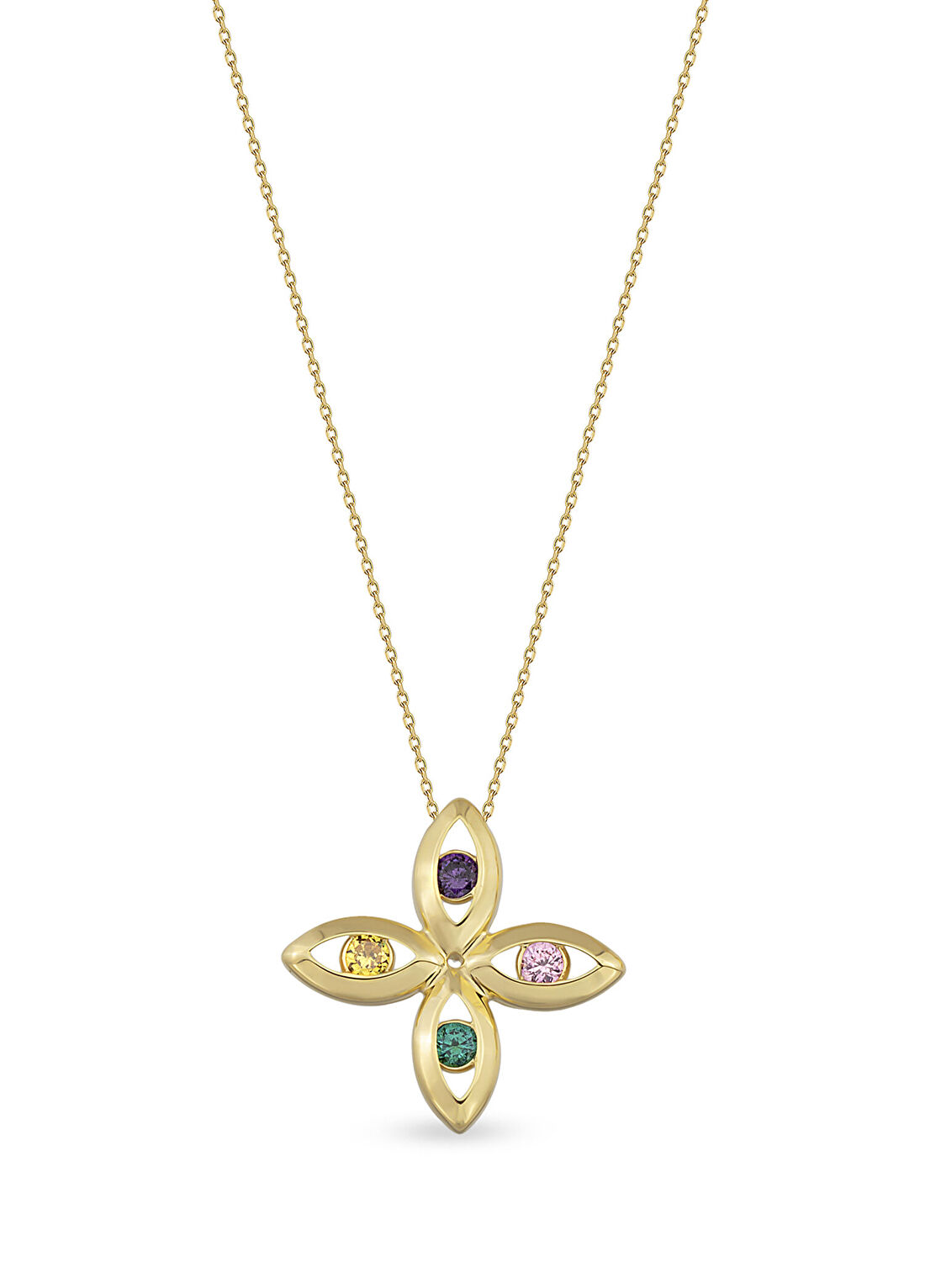 Orena Jewelry Rainbow Flower 14 Ayar Altın Kadın Kolye