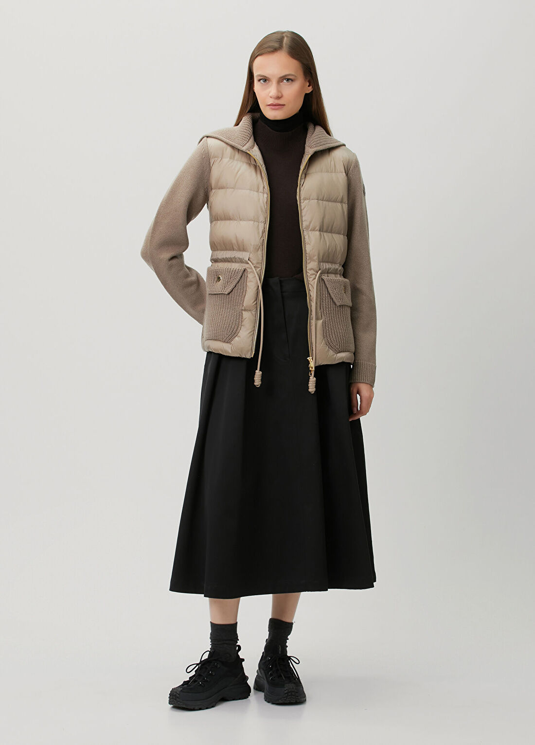 Moncler Bej Kapüşonlu Yün Ceket görsel 2