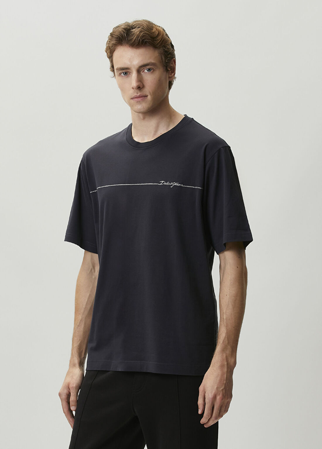 Dolce&Gabbana Lacivert Logo Nakışlı T-shirt