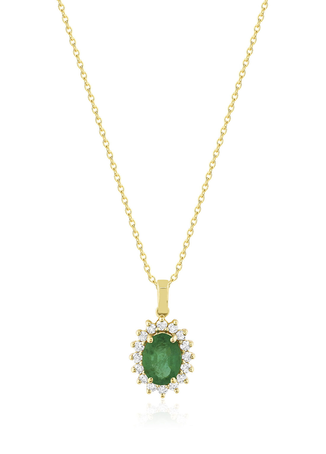 Venta Jewelry Pırlantalı Zümrüt 14 Ayar Altın Kadın Kolye