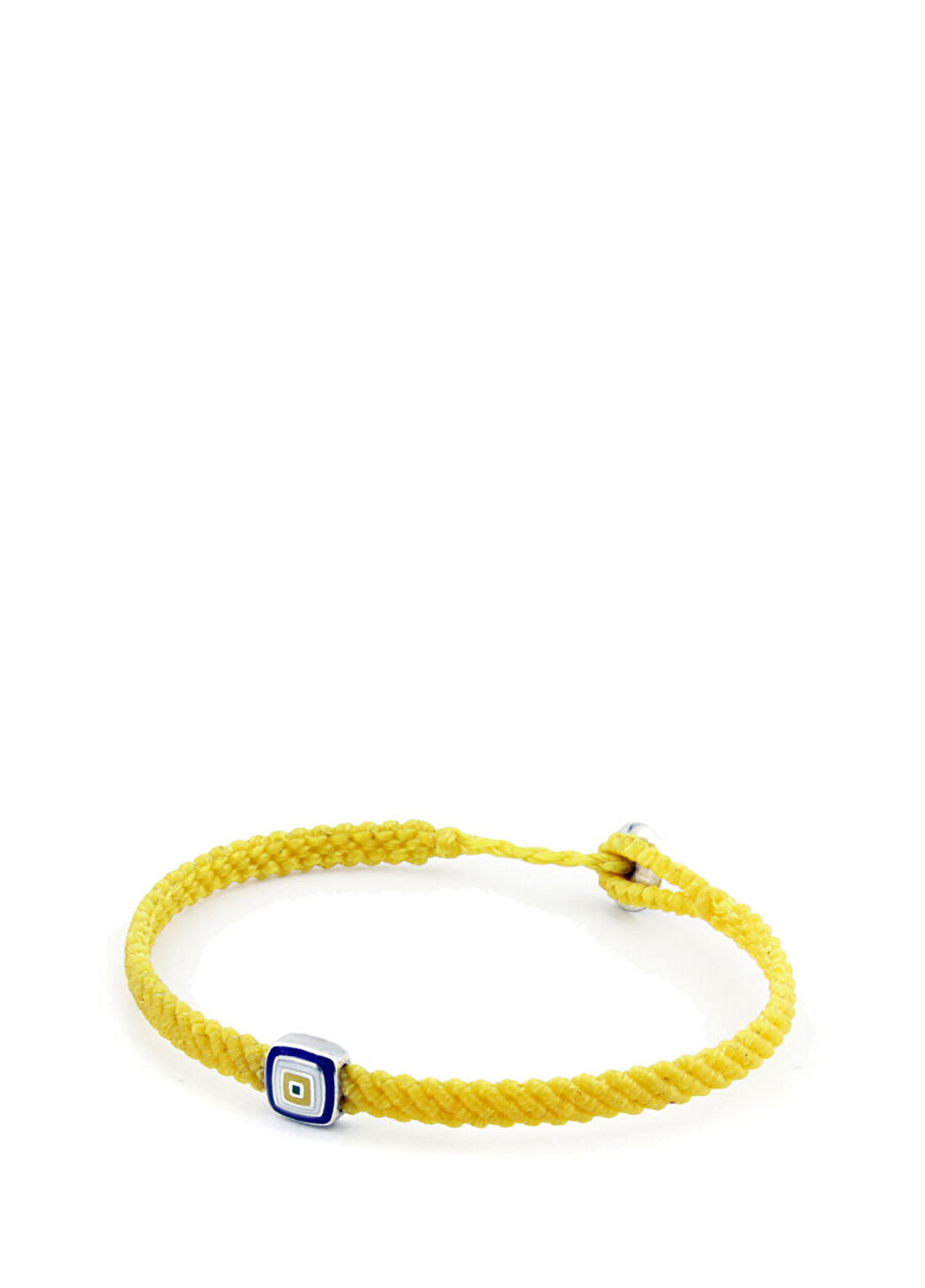 Boga Evil Eye Square Makrame Sarı Erkek Gümüş Bileklik