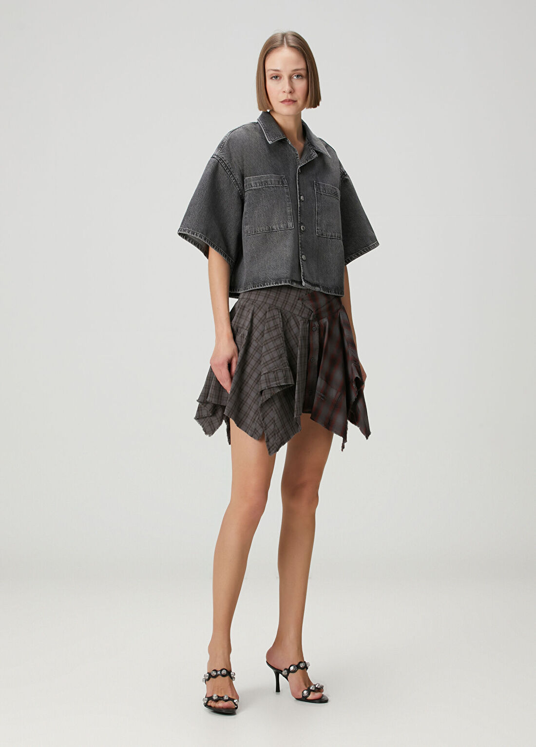 T by Alexander Wang Gri Denim Gömlek görsel 2