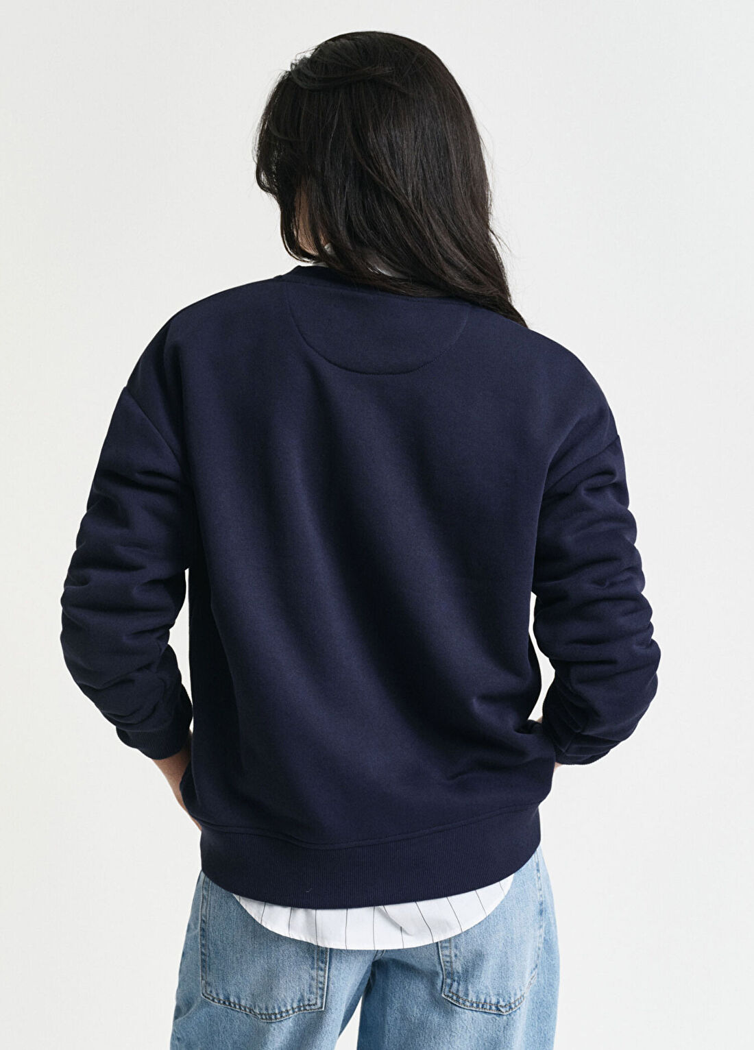 Gant Lacivert Yuvarlak Yaka Relaxed Fit Kadın Sweatshirt görsel 2