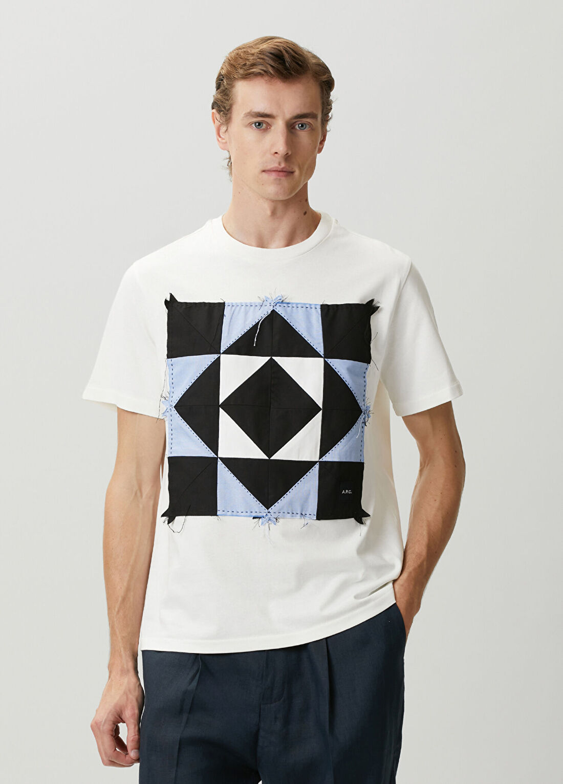 A.P.C. Beyaz Patchwork Detaylı T-shirt