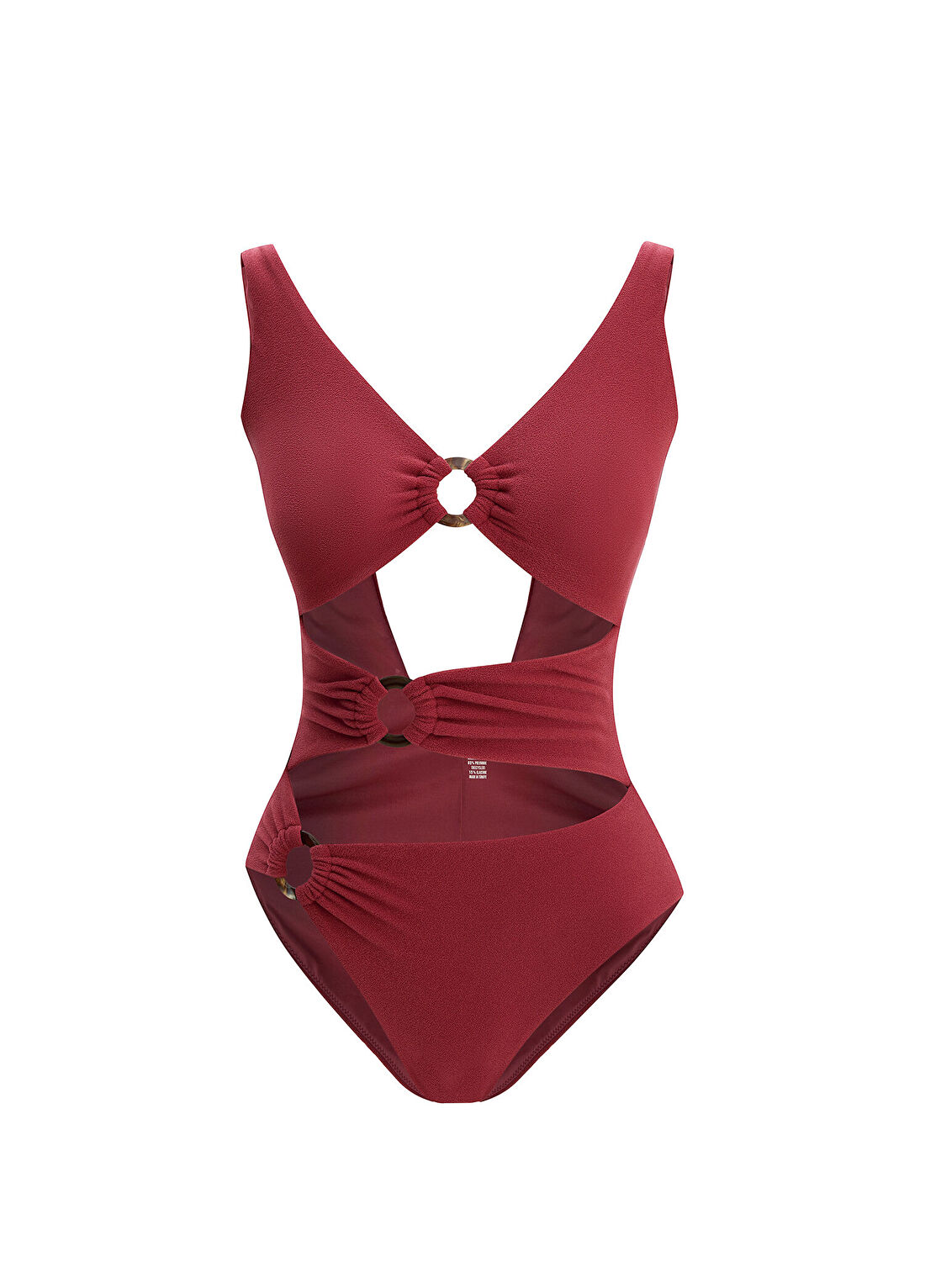 Peralina Stella Bordo Cut Out Detaylı Havlu Dokulu Kadın Mayo