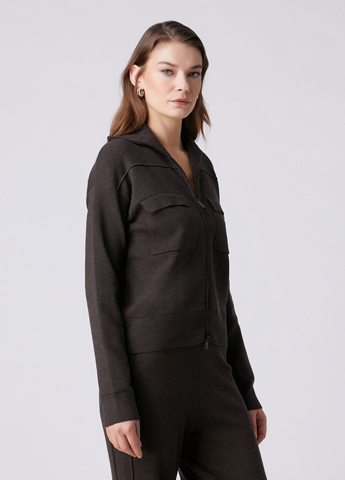 Beymen Collection Koyu Kahverengi Yün Hırka görsel 4
