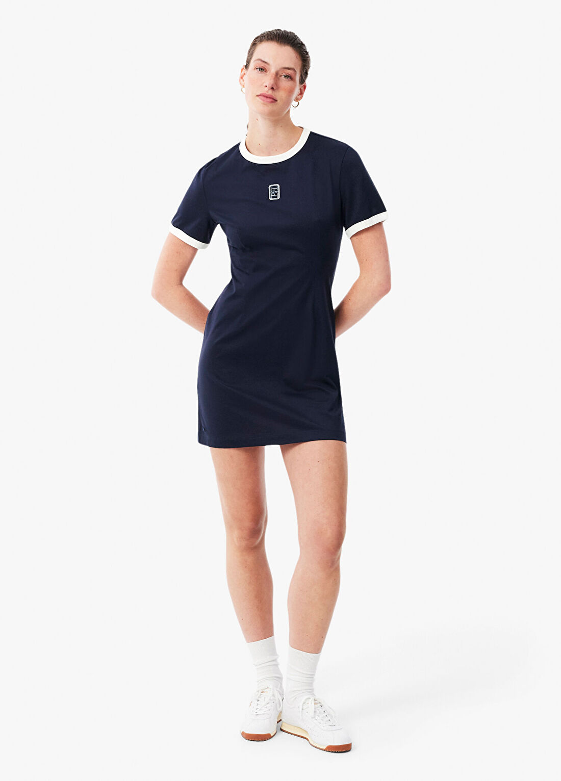 Lacoste Lacivert Flare Fit Kısa Kollu Bisiklet Yaka Kadın Elbise görsel 2