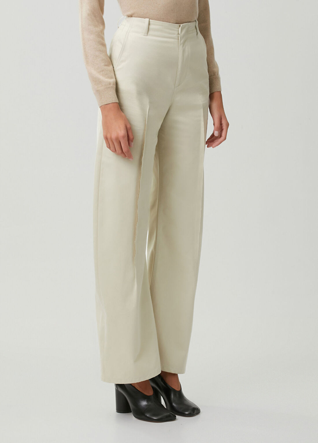 MM6 Maison Margiela Ekru Dikiş Detaylı Pantolon görsel 3